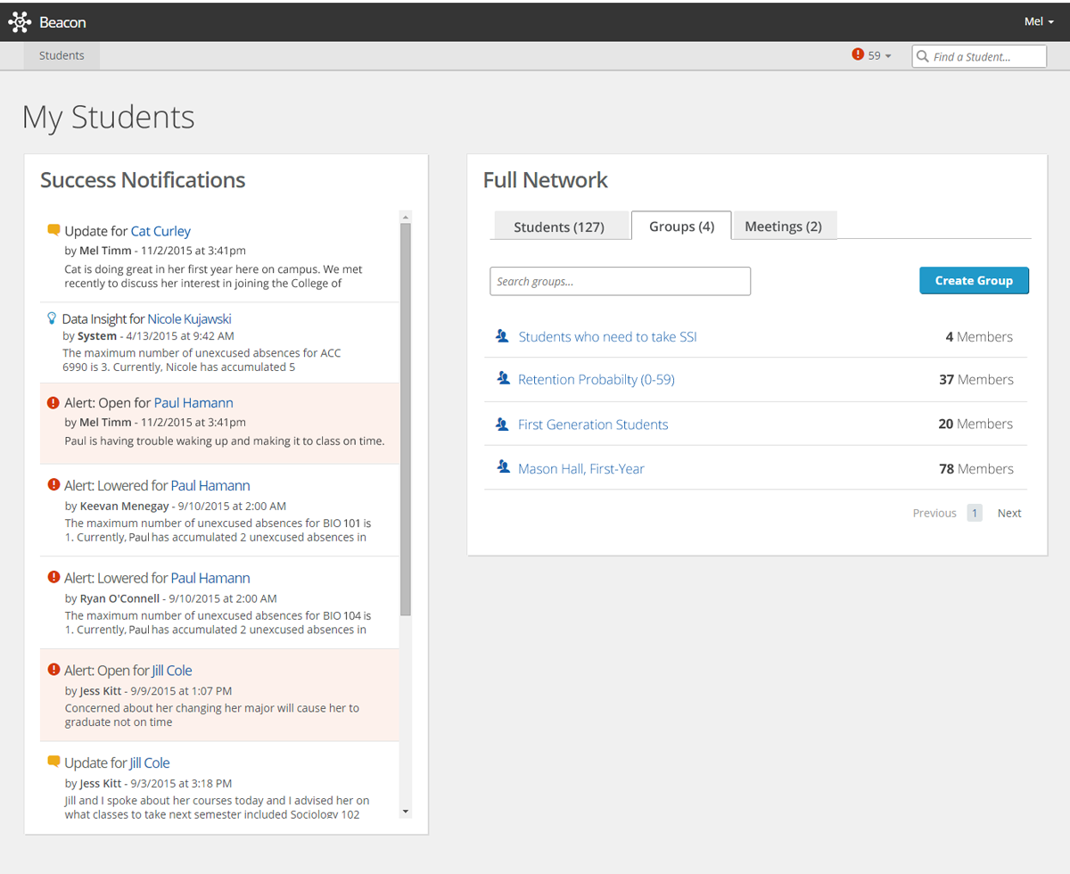 Groups List on Advisor Landing page