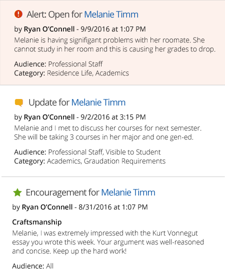 Examples of Advisor Created Notifications: Alerts, Updates and Encouragement