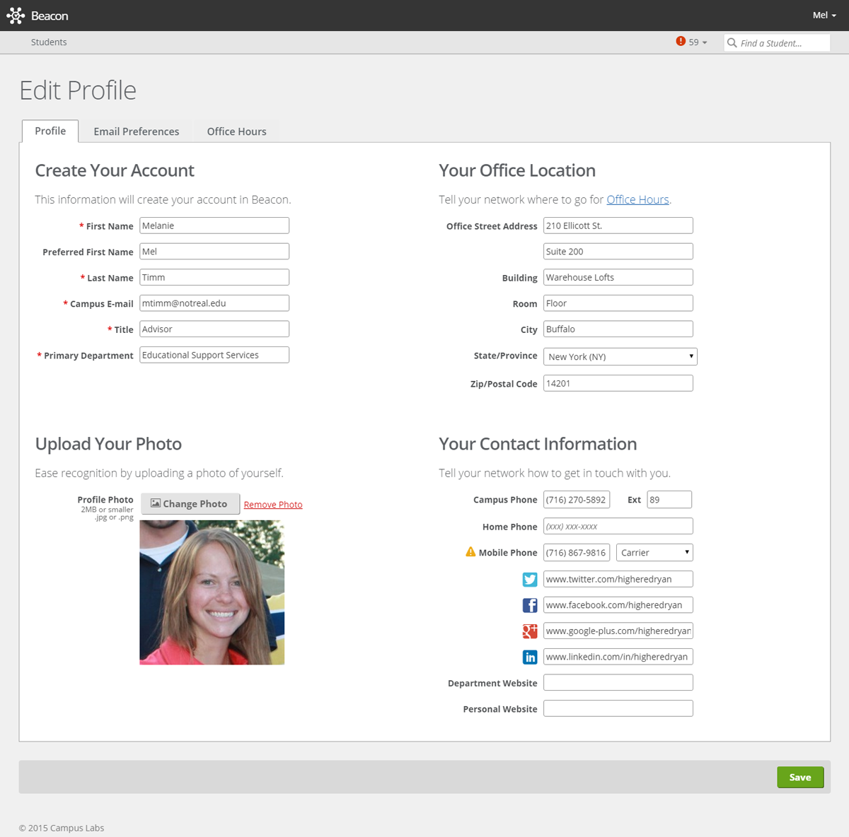 Setting Office Location in Profile
