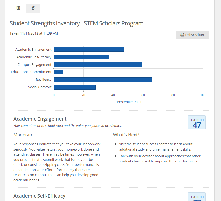 Student Strengths Inventory Results
