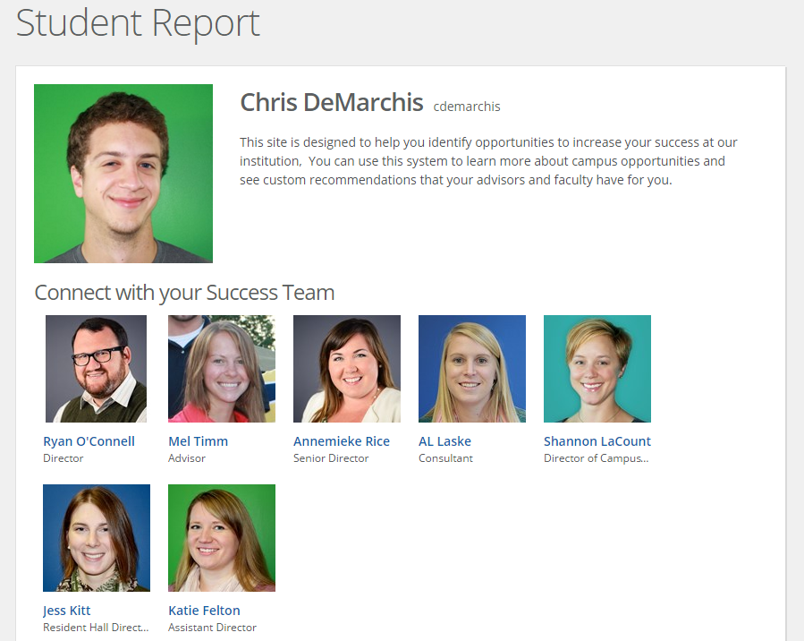 Student's view of their Success Network