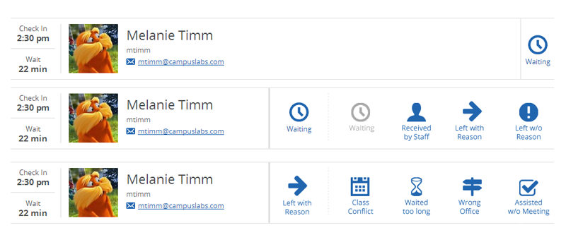 Wireframe of waiting room state and interaction
